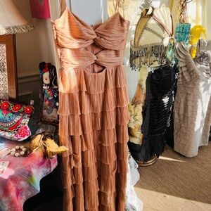 Elegant Pink Champagne Tiered Dress